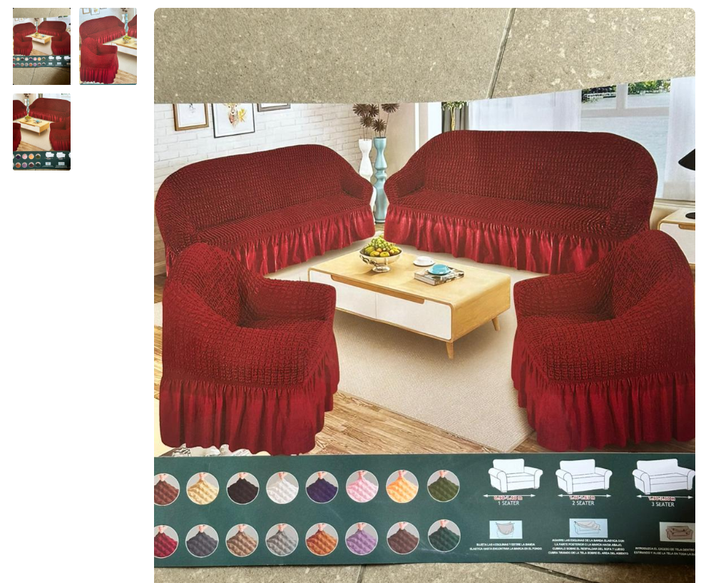 Ruffled Skirt 7 Seater Stretch Sofa Covers Set (3+2+1+1)