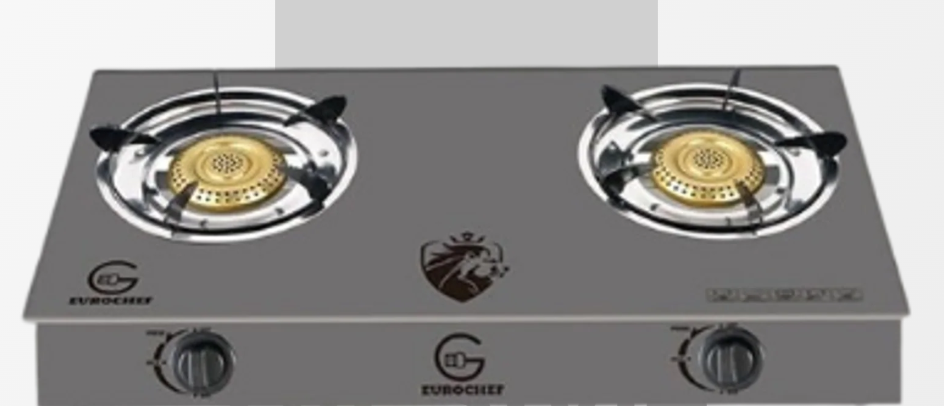 Cooktop. Eurochef Quality Gas Cooker With A Glass Top-two Burners
