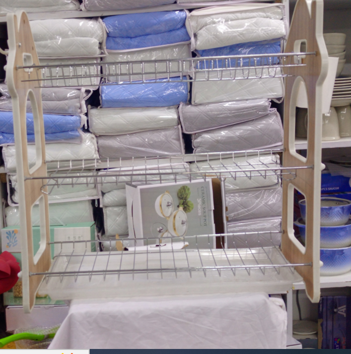 3-Tier Dish Drying Rack with Wooden Frame