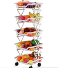 5-Tier Foldable Rolling Fruit and Vegetable Basket Stand