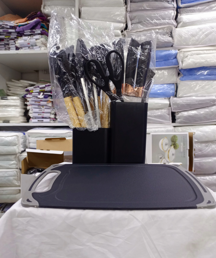 Silicone Kitchen Utensil Set with Wood Handles & Cutting Board